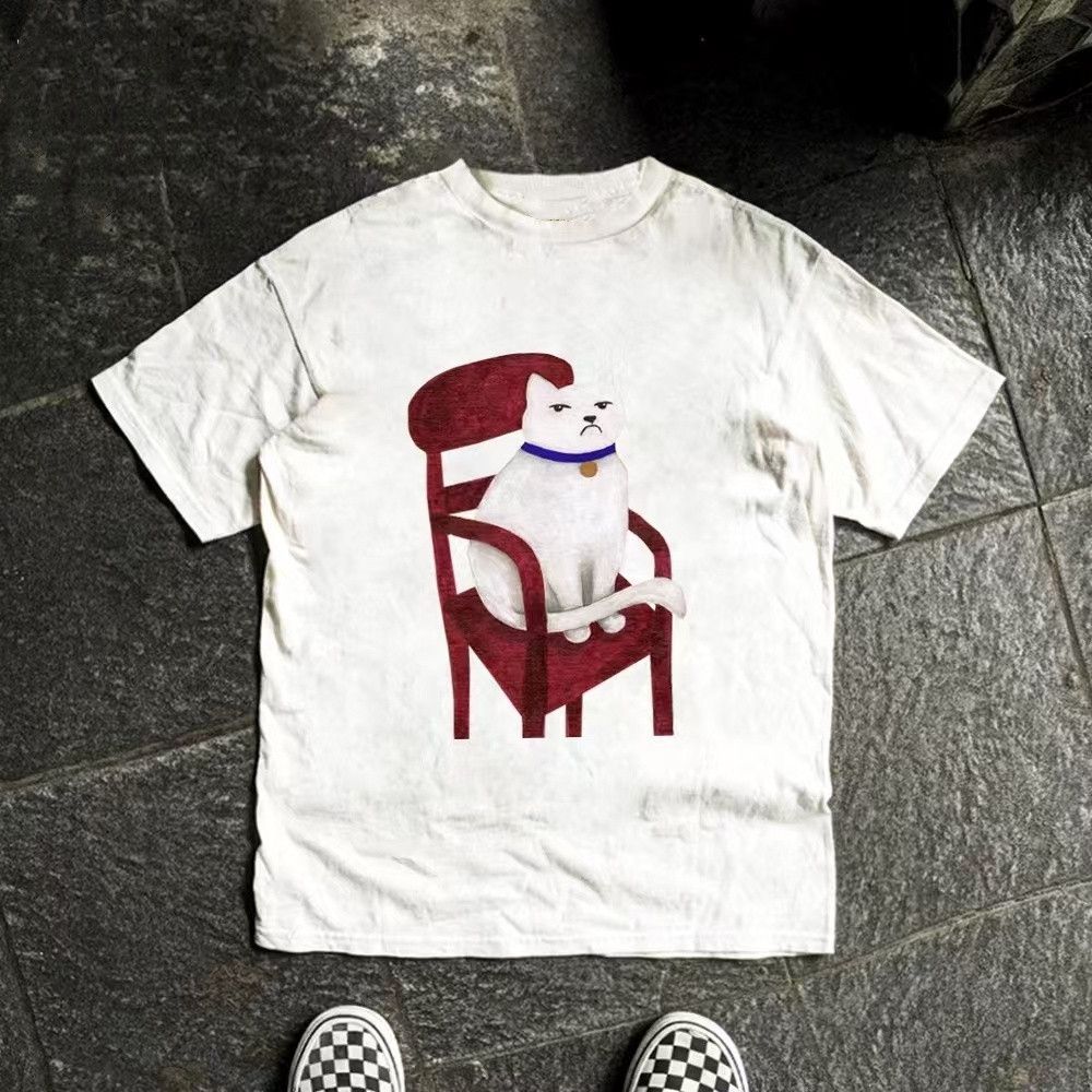 Vintage White Casual Retro T Shirt With Cat Pattern Hoodie Sweatshirt | PrintMintTees.com