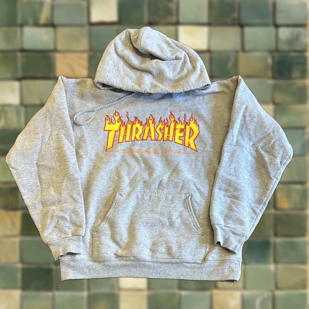 Vintage Thrasher Magazine Skateboard Hoodie Sweatshirt Small Gray Unisex Adults S Pullover Shirt | PrintMintTees.com