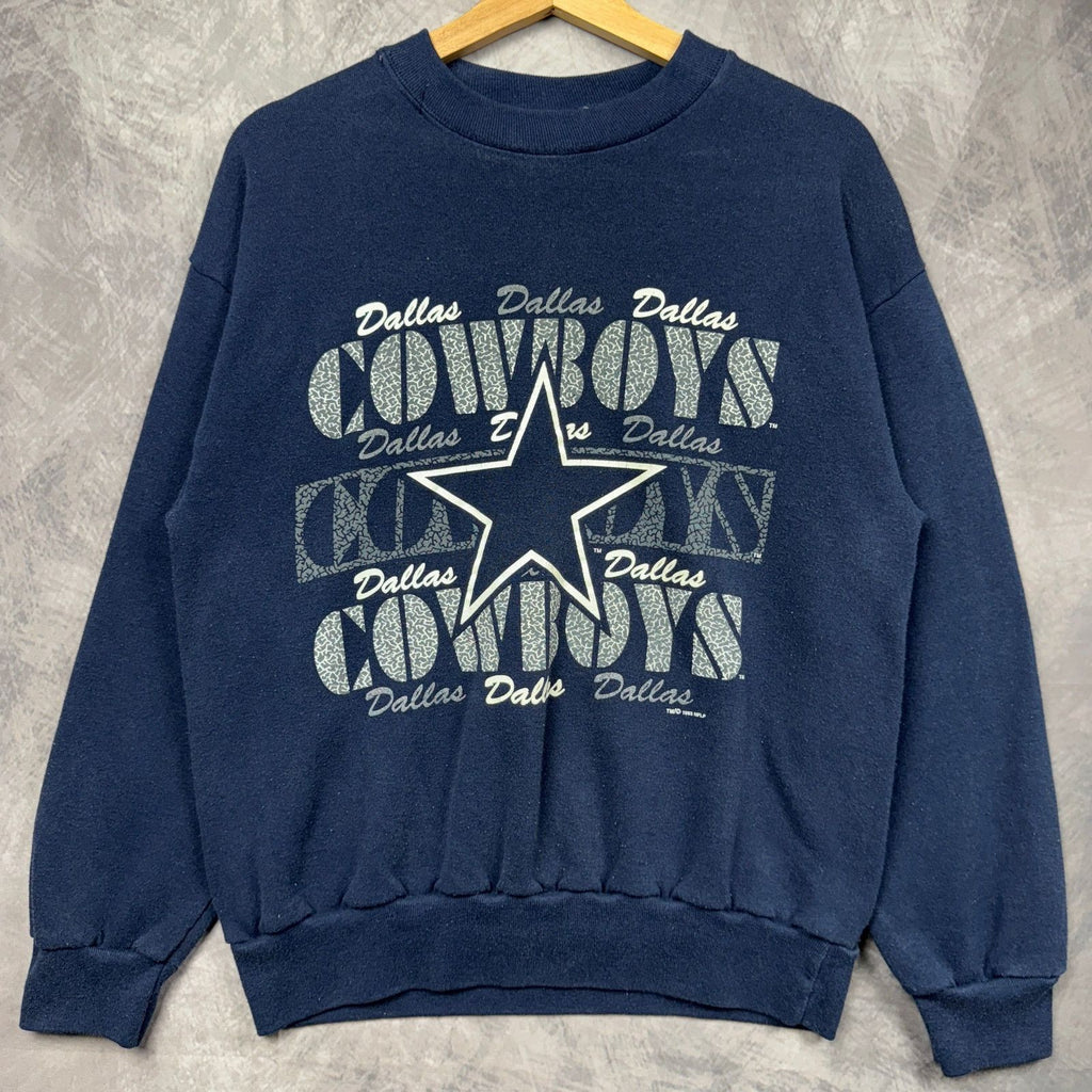 Vintage 90s Blue Dallas Cowboys Logo Graphic Sweatshirt M 4131 Shirt Hoodie | PrintMintTees.com