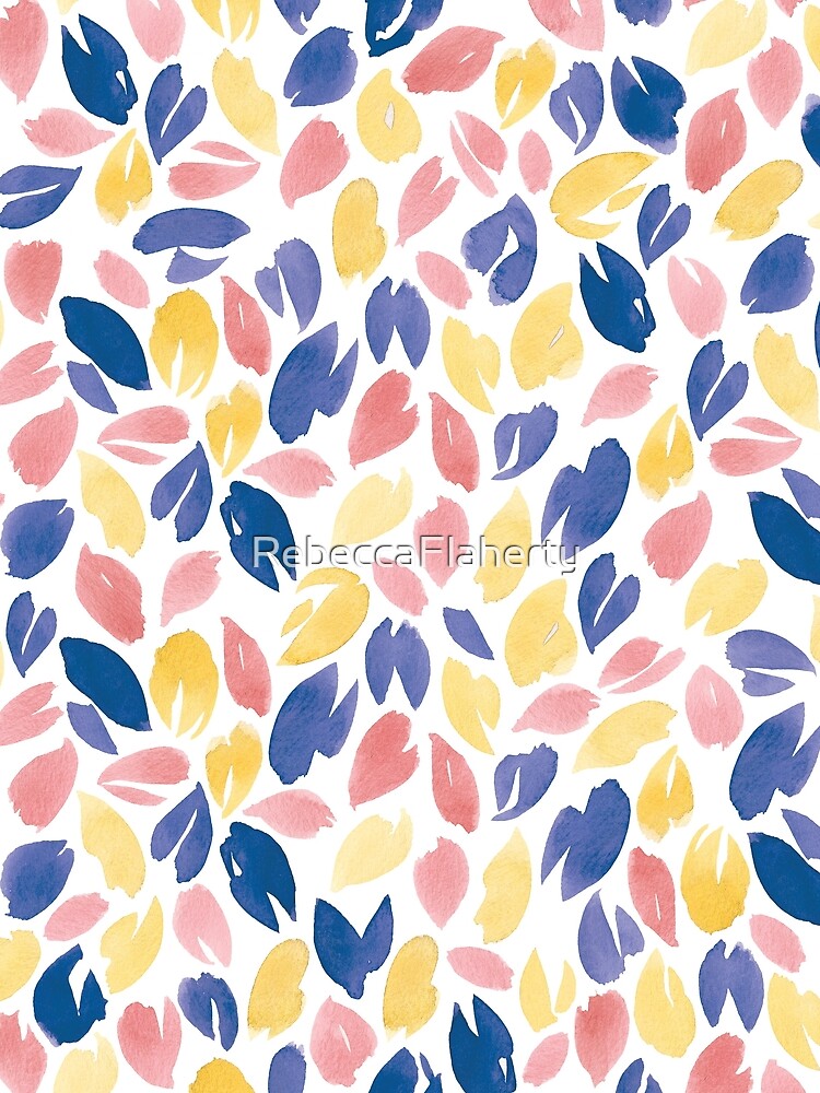 Watercolour Petals | Navy, Coral, Peach by RebeccaFlaherty