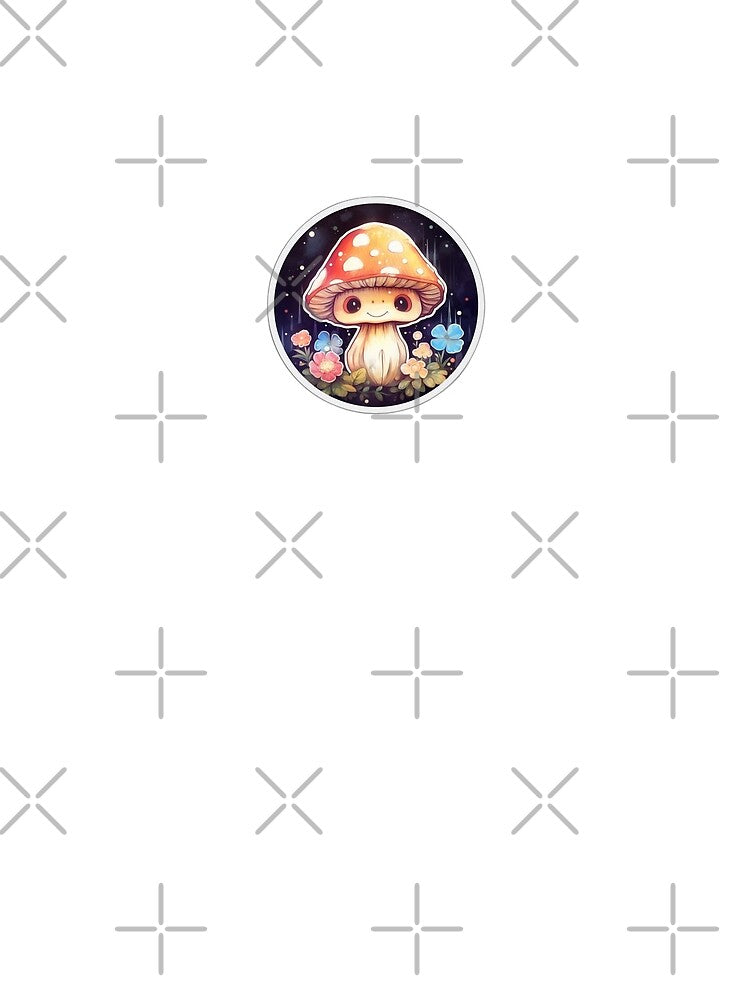 Trippy Anime Mushroom | White Watercolour | Happy, Cute, Happy, Dreamy, Aesthetic, Manga, Fungus, Fungi, Nature, Japanese, Cartoon, Love, Shroom, Toadstool, Cottagecore by FantasySoul