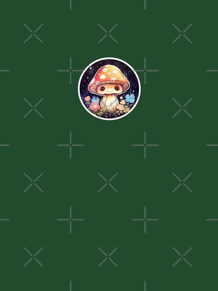 Trippy Anime Mushroom | Green Watercolour | Happy, Cute, Happy, Smiling, Aesthetic, Manga, Fungus, Fungi, Nature, Japanese, Cartoon, Love, Shroom, Toadstool, Cottagecore by FantasySoul