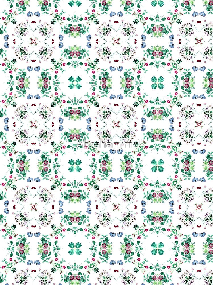 retro flora blossom summer seamless painting plant color colorful repeat pattern by Abrahamjrnd