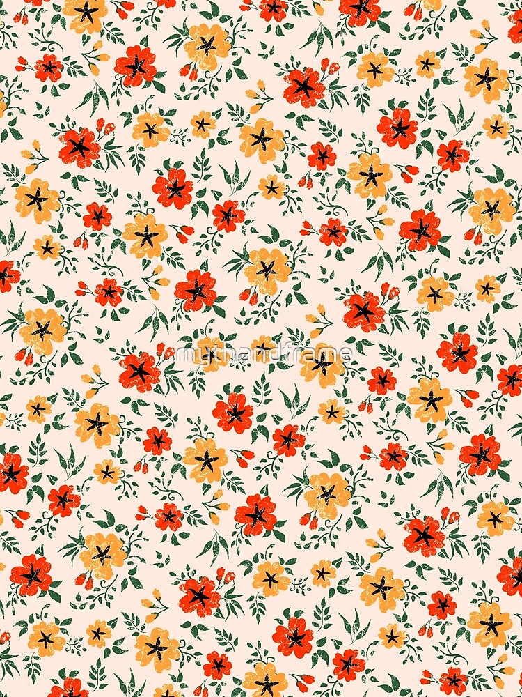 Floral Cheer Cute Orange and Yellow Flowers by mythandframe