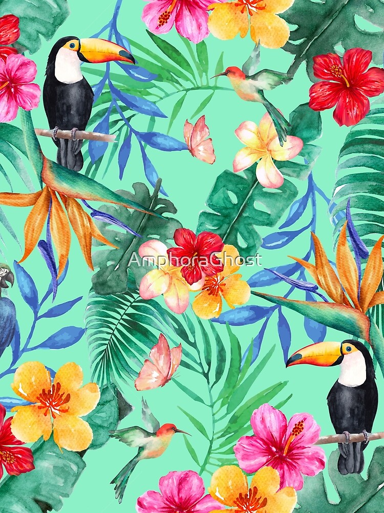 Tropical Forest Jungle Colorful Pattern Design by AmphoraGhost
