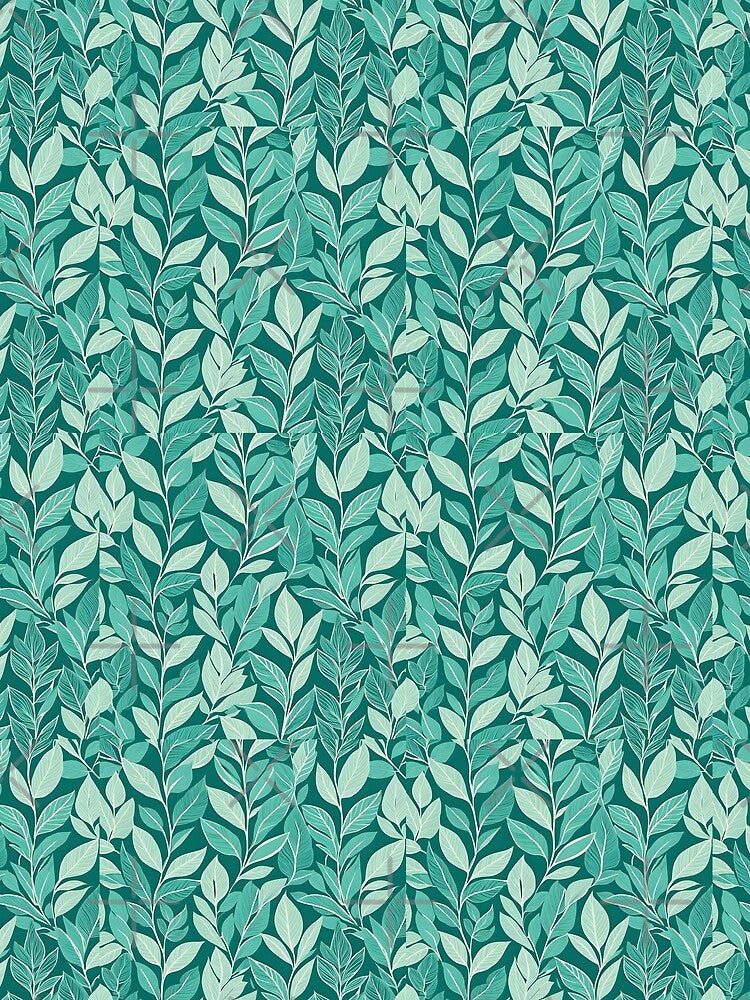 Retro Mid Century Modern Botanical Leaves Leaves, Mint by Prints and Lifestyle