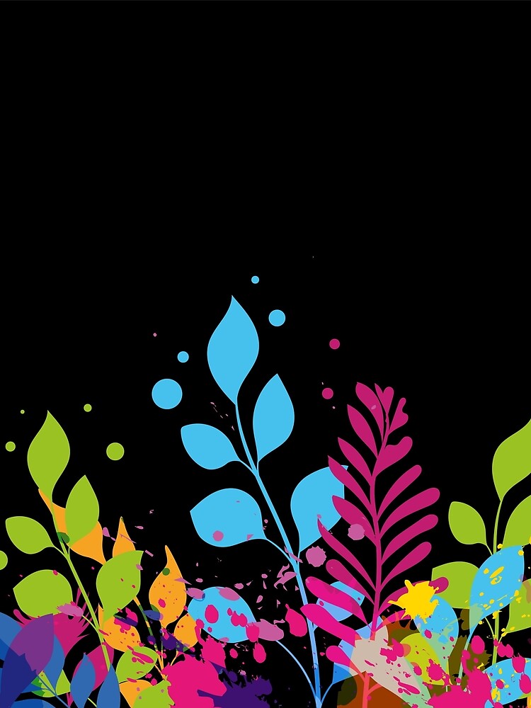 Tropical Plants on Black Background – Botanical Nature Design by xam