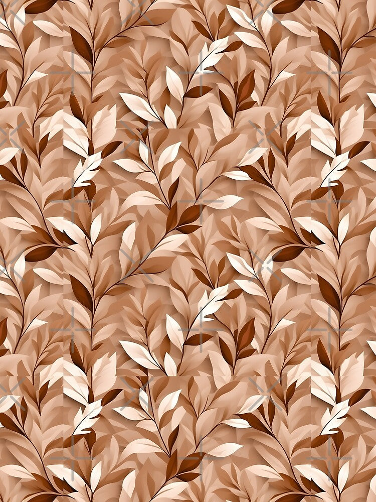 Retro Mid Century Modern Botanical Leaves, Brown by Prints and Lifestyle