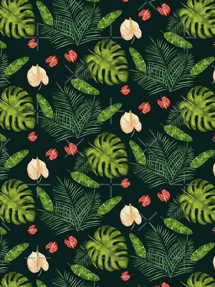 Tropical Leaves and Flowers by Fun Travel Art