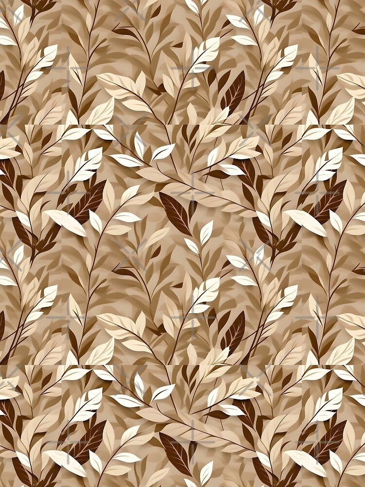 Retro Mid Century Modern Botanical Leaves Mocha by Prints and Lifestyle