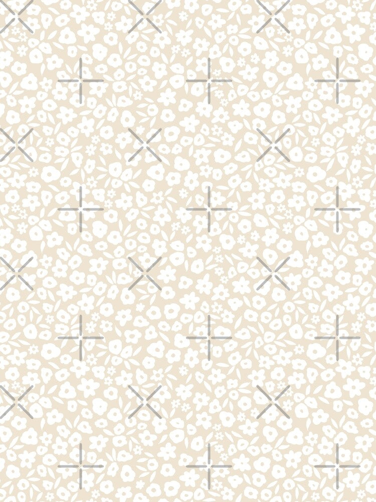 Antique White Cream Boho Floral Flowers by Erin Kendal