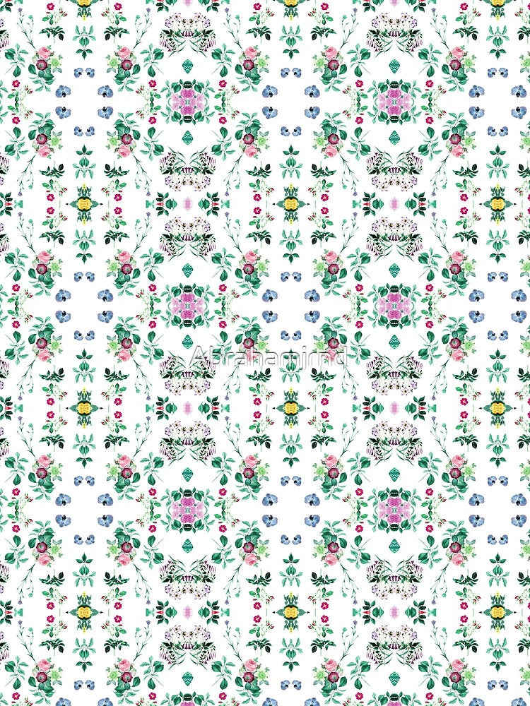 ornament branch blossom bouquet retro flowers seamless colorful repeat pattern by Abrahamjrnd