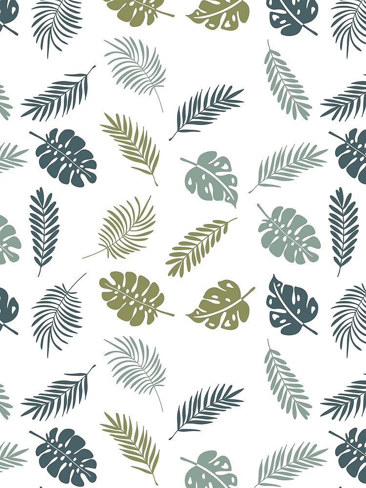Tropical Leaves Pattern Design White by VividBubble