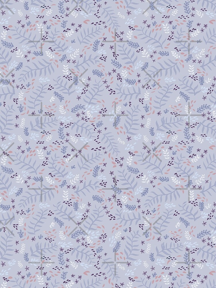 Blue, Purple and Peach Botanical Pattern by Fern and Quill