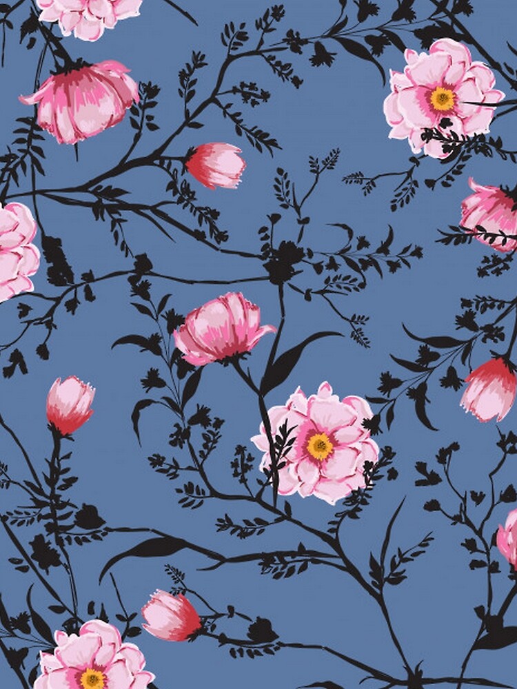 Gorgeous Pink Flowers on Blue Background by pugmom4