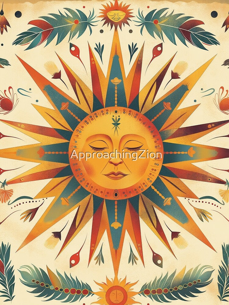 Tribal Sun with Feathers by ApproachingZion