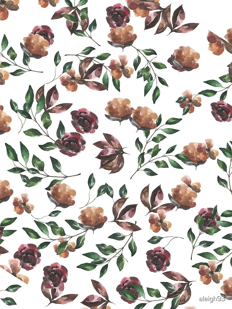 Burgundy and Peach Floral Pattern by aleigh93