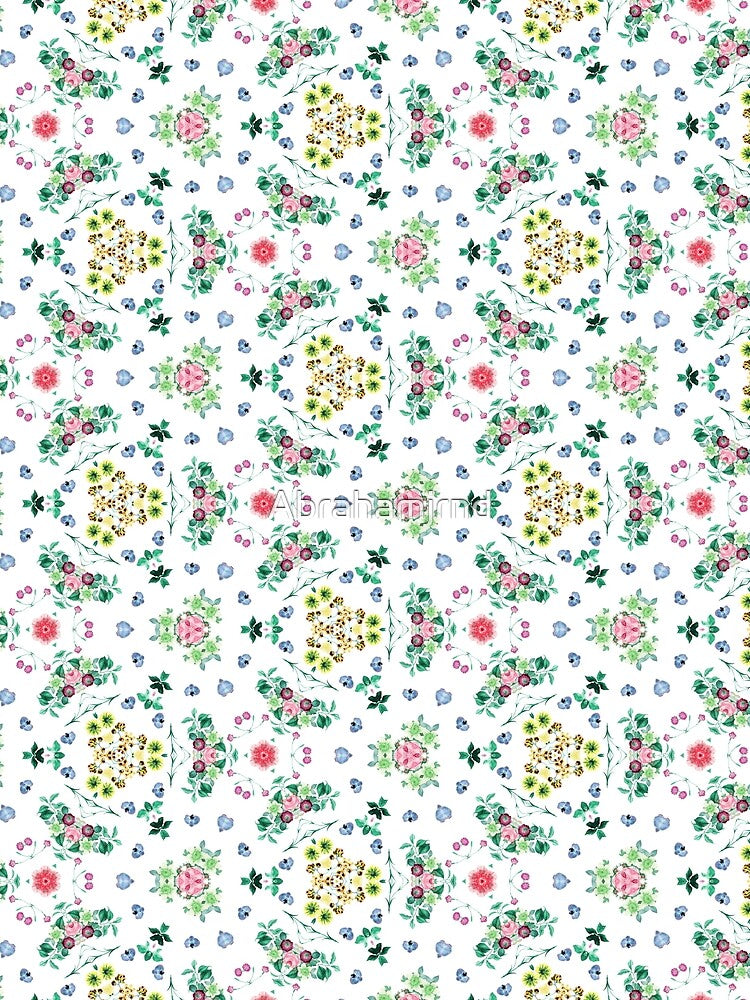 petal vintage fabric green botanical textile orchids seamless colorful repeat pattern by Abrahamjrnd