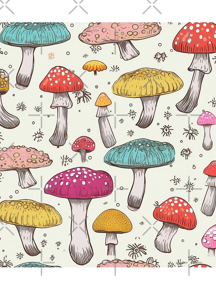 Retro Rainbow Mushroom CottageCore by zoehbell