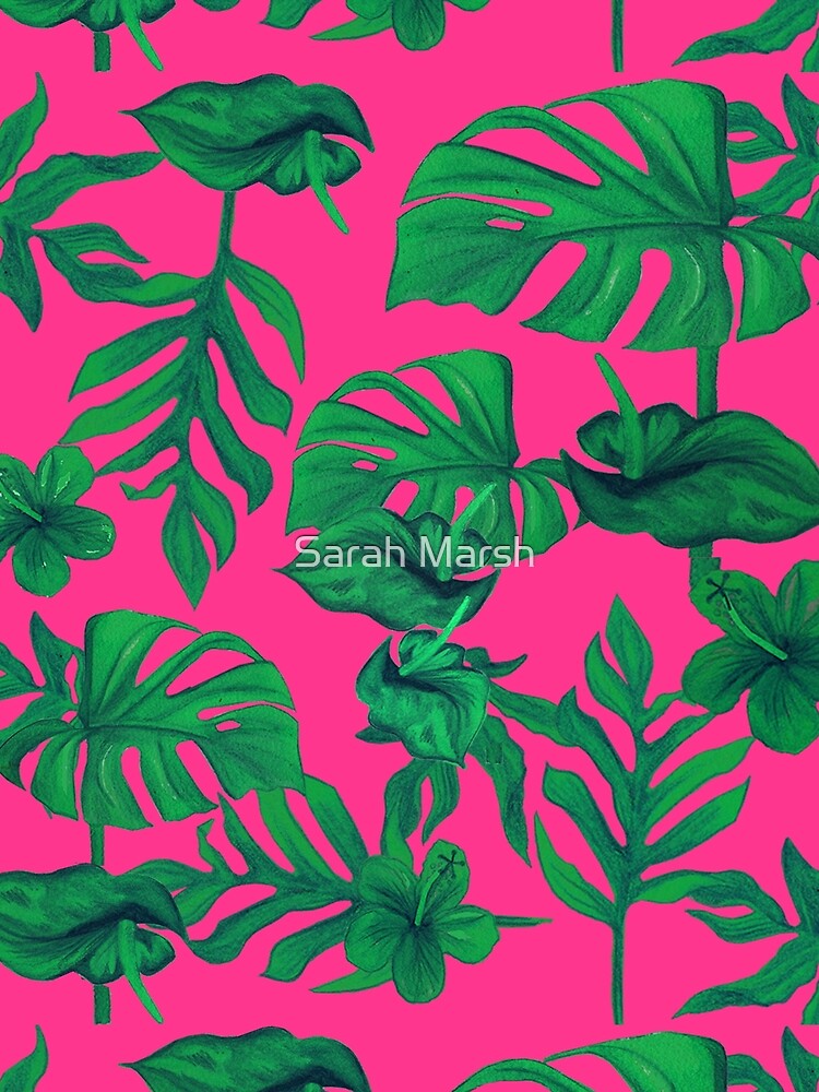 Pink tropical pattern by Sarah Marsh