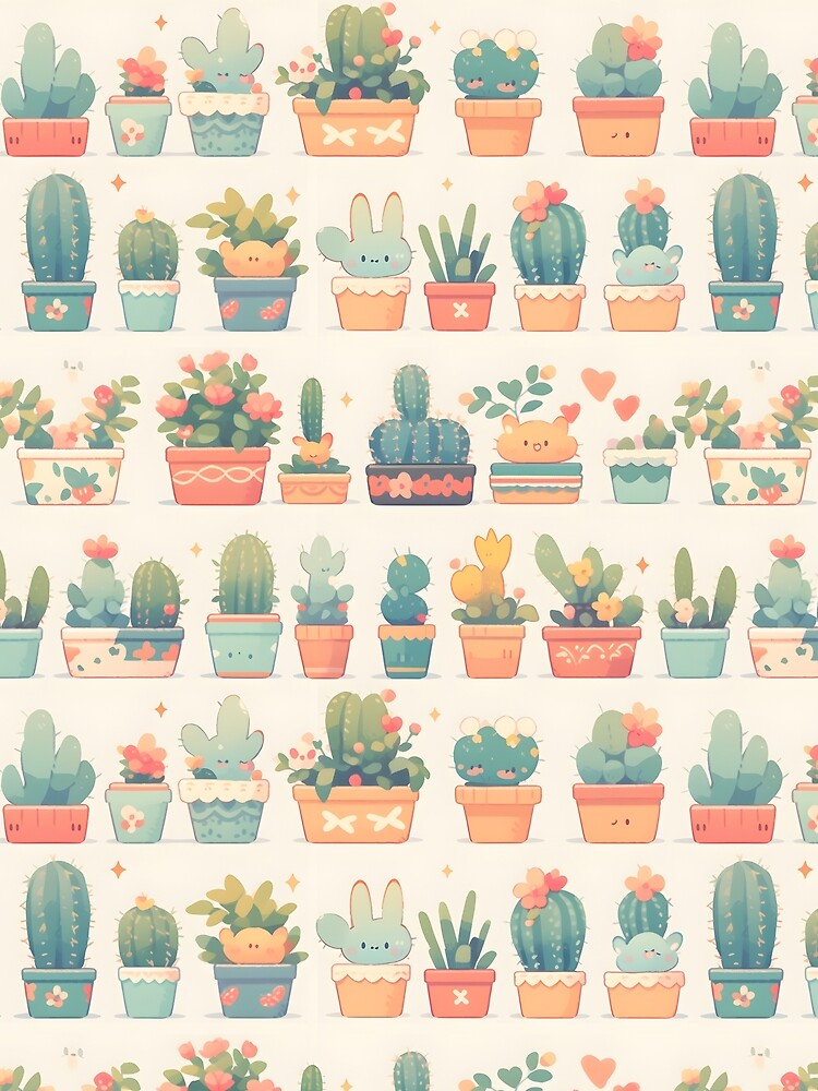 PrettyCactus Kawaii Cactusses Pattern by 18tokwa