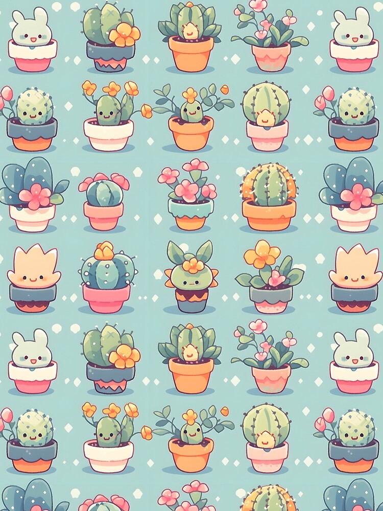 Cactus Kawaii Pretty Cactusses Loveable Bright by 18tokwa