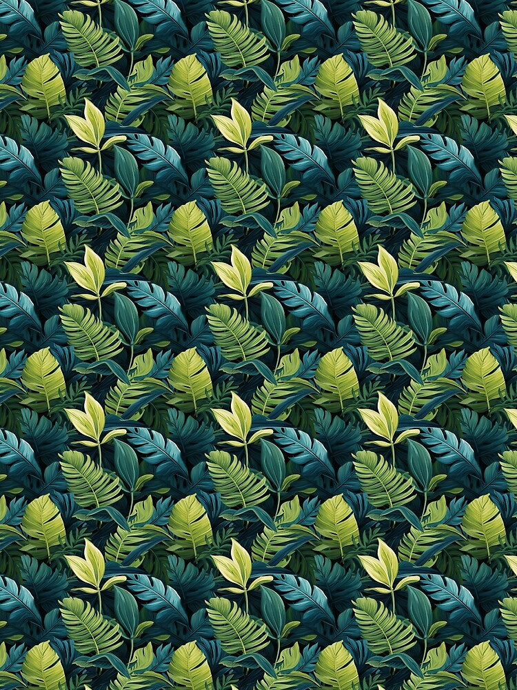Green Tropical Plants Leaves Pattern Design by Logic72