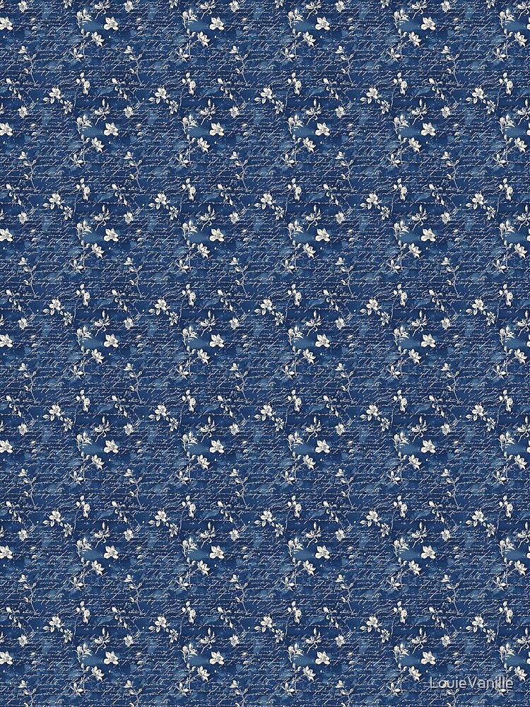 Vintage Dark Blue Floral Pattern by LouieVanille