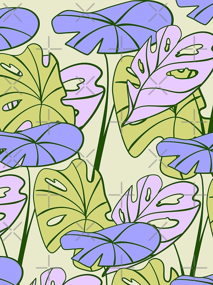 Colorful Tropical Philodendron Monstera on Olive Green by GraphicsClub