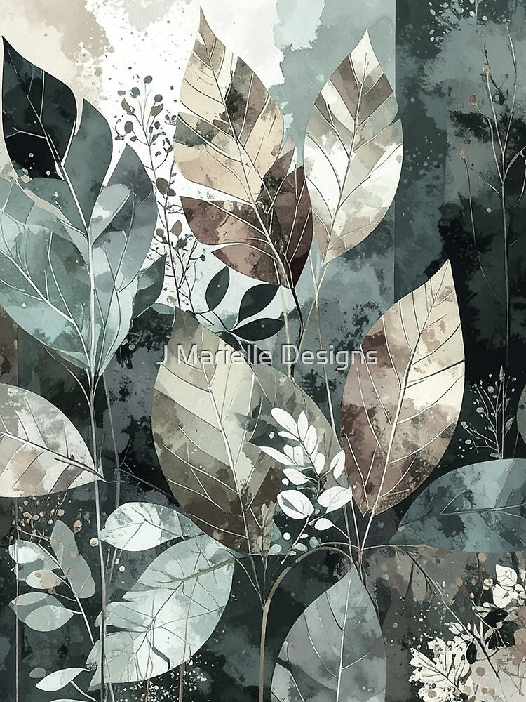 Contemporary Cubism: Elegant Leaves by J Marielle Designs