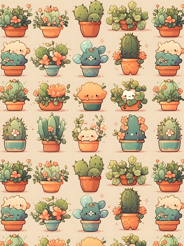 Kawaii Pretty Cactusses Pattern by 18tokwa