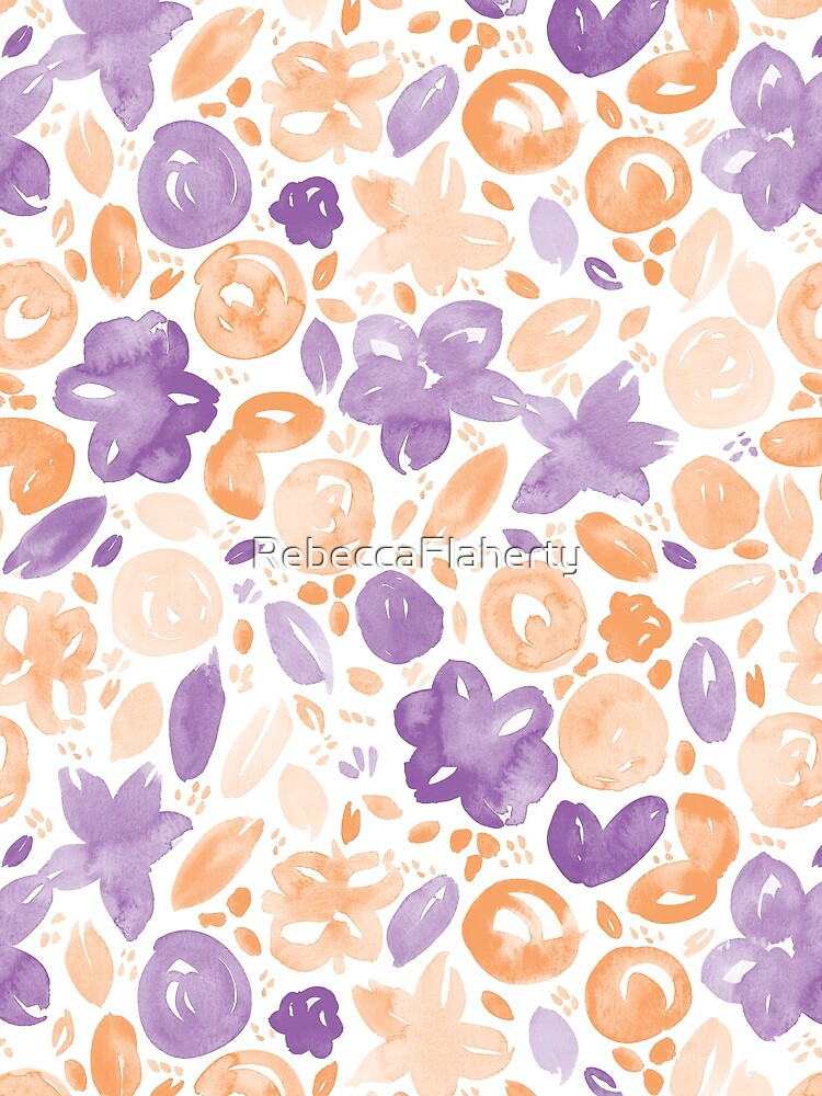 Floral Pattern #5 | Orange and Purple by RebeccaFlaherty