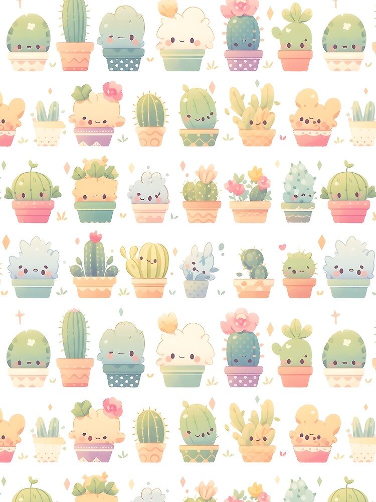 Cute Adorable Cactus Kawaii Pretty Pattern by 18tokwa