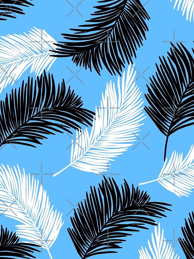 Tropical wild leaves pattern palm on Blue by GraphicsClub