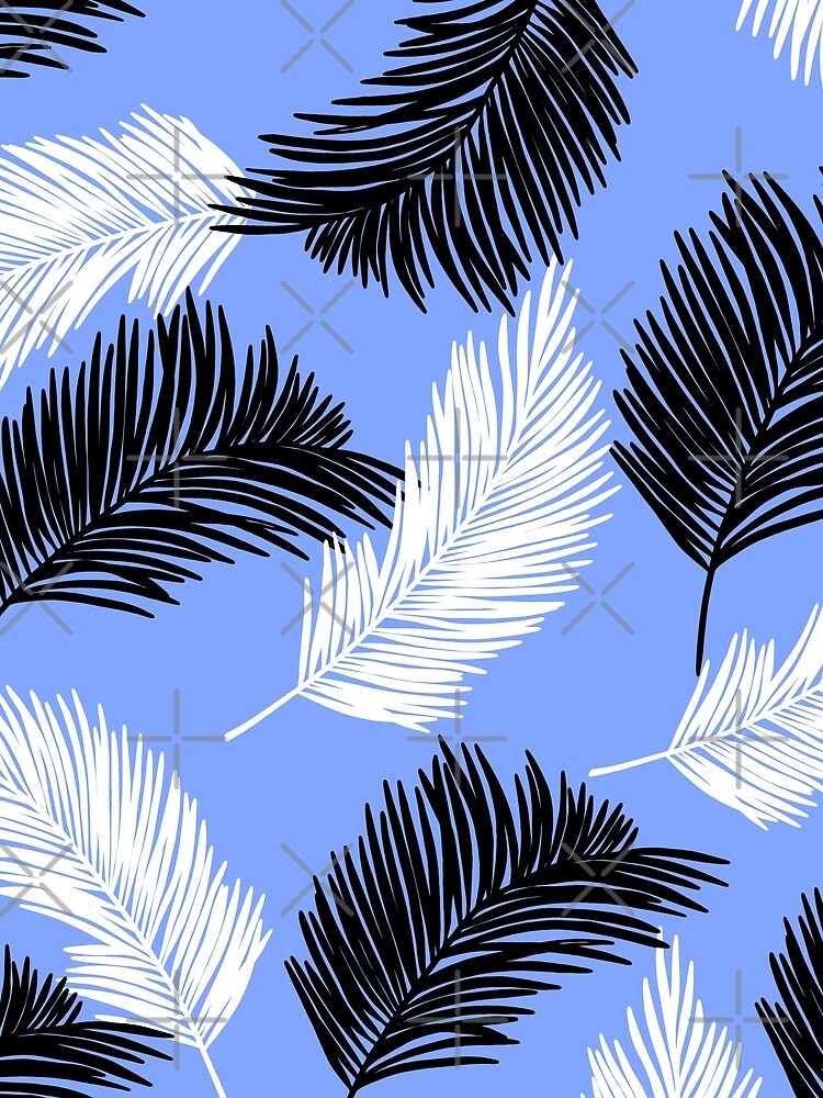 Tropical Wild Leaves Pattern Palm on Jordy Blue by GraphicsClub