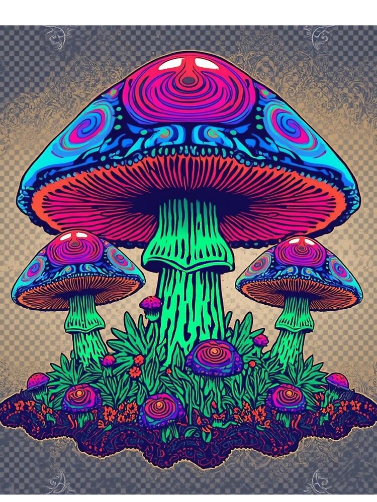 Psychedelic Mushroom Neon Glow Trippy by Fakhim95
