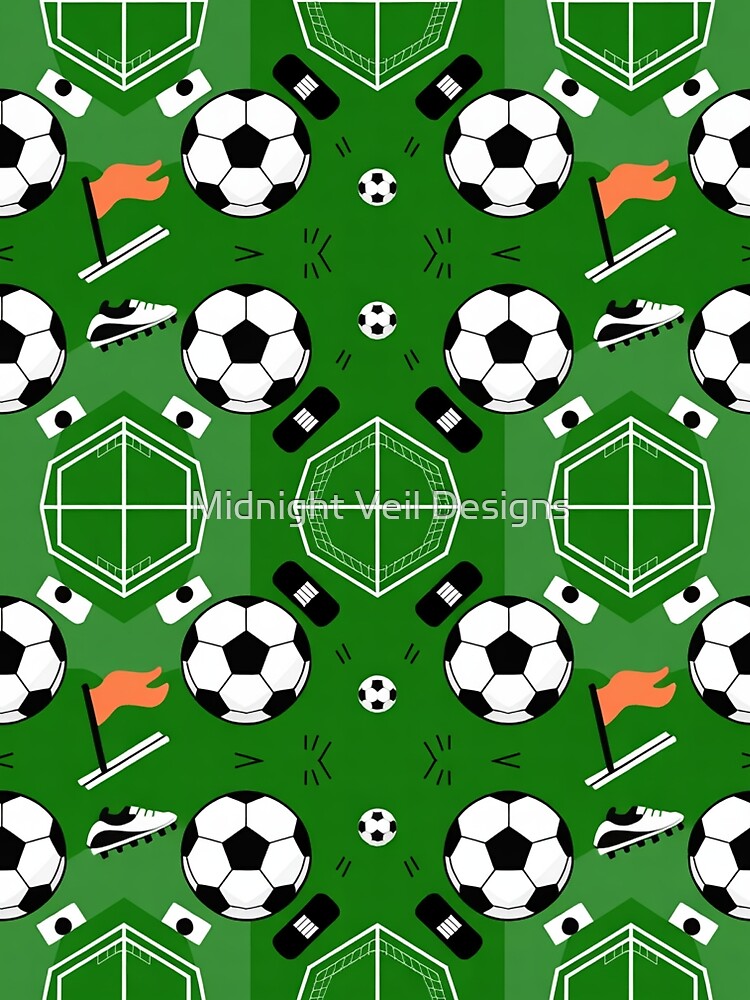 Soccer Seamless Pattern – Footballs, Cleats, Flags & Goals by Midnight Veil Designs