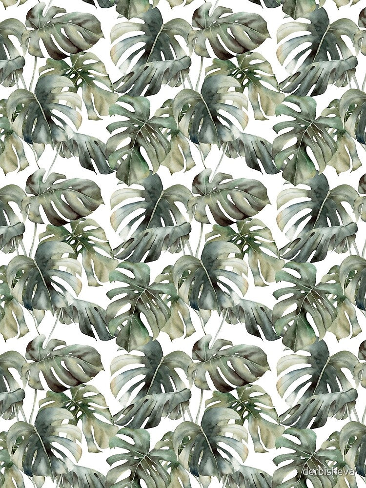 Watercolor tropical monstera leaves by derbisheva