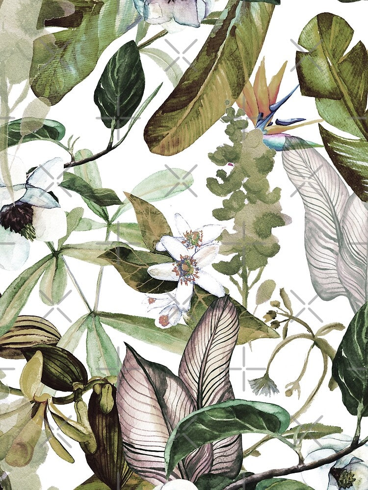 Pastel Colors Mixed Tropical Exotic Plants and Flowers by silviaol
