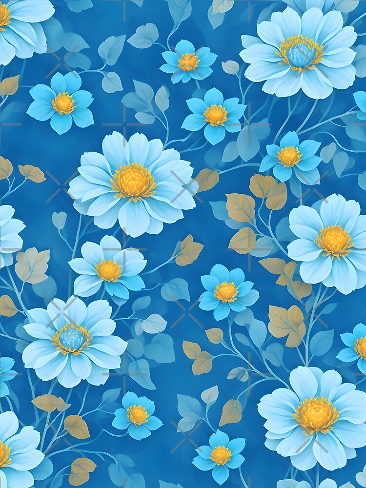 Garden of Flowers in Blues and Yellows, Charm and Vitality by EnzoGatti