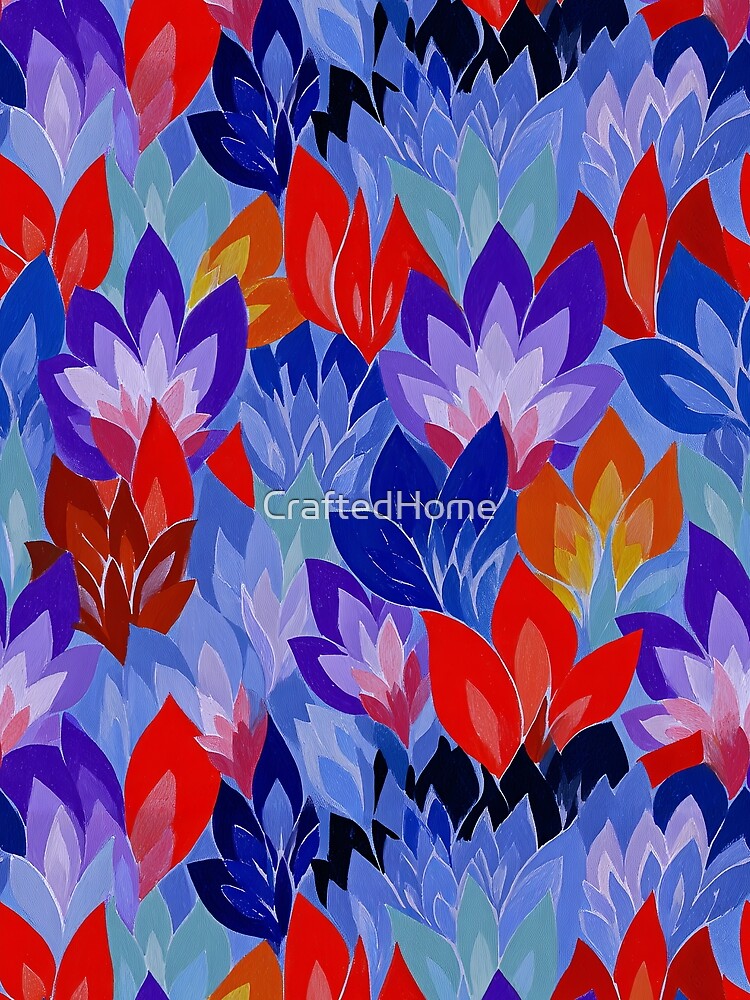 Bold Scandinavian Floral Pattern | Retro Marimekko Style | Colorful Modern Flower Design by CraftedHome