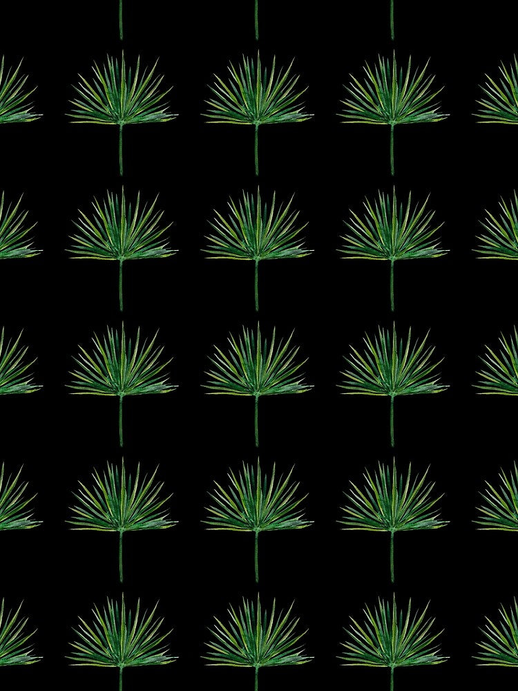 Leaf palm seamless black pattern watercolor illustration by Yana Mustafina | Boho Soulful Designs