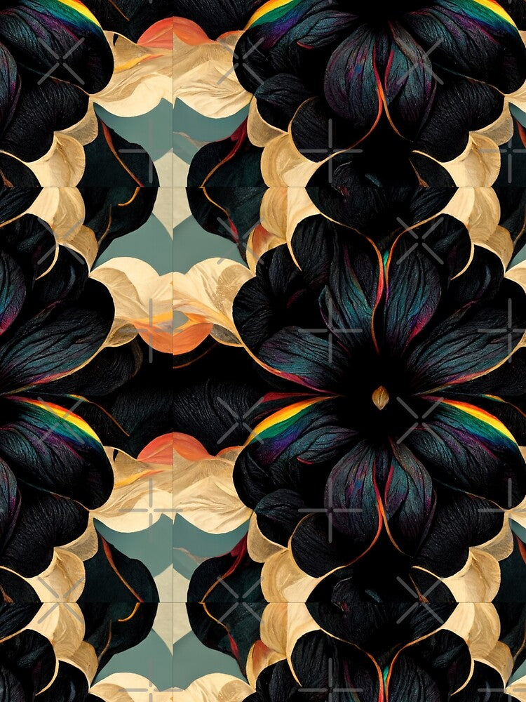 Black Rainbow Floral Seamless Textile Pattern by Alladin7