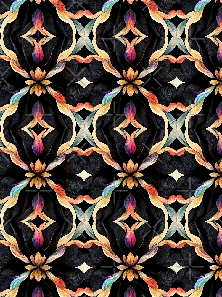 Black Rainbow Wild Floral Seamless Textile Pattern by Alladin7