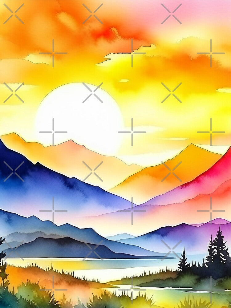 Watercolor Sunset by Odetee