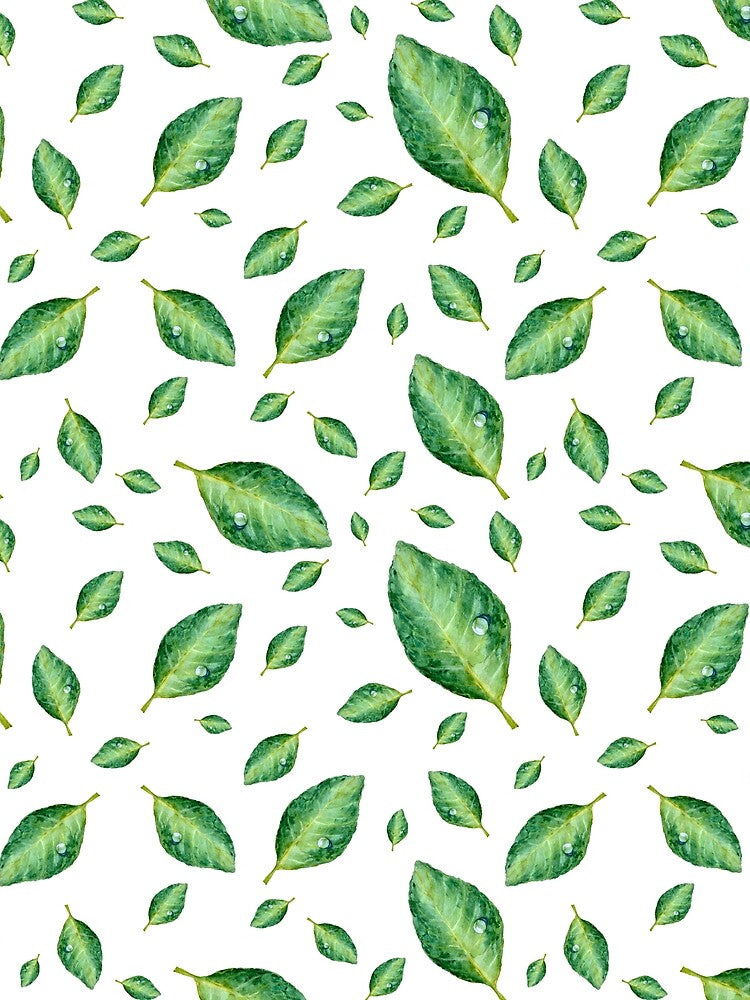 Green leaf with drop a seamless pattern by Yana Mustafina | Boho Soulful Designs