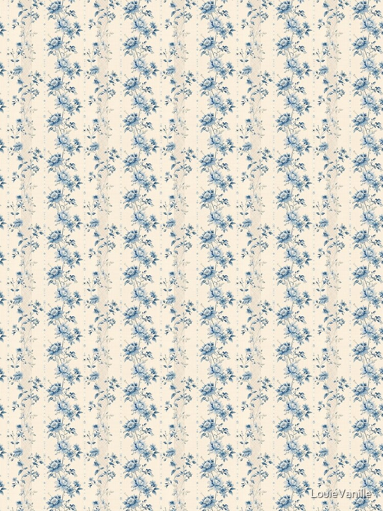Vintage Blue French Striped Floral by LouieVanille