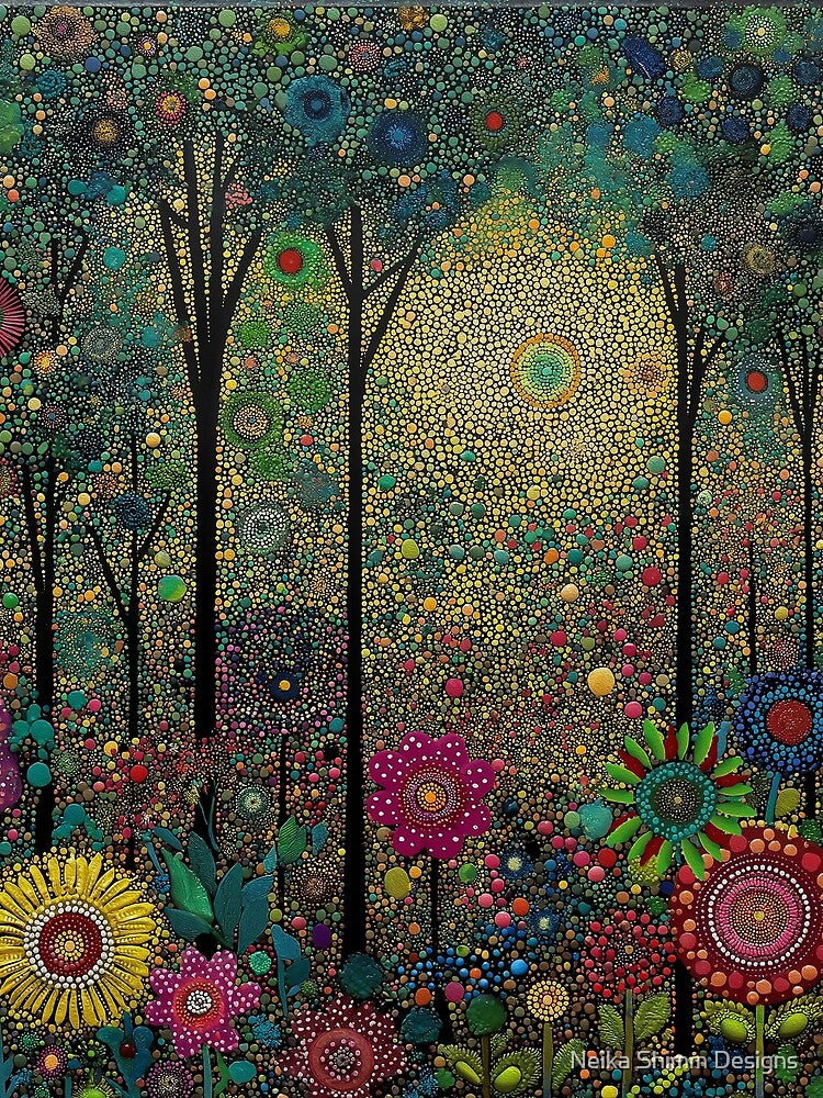 Emerald Green Floral Forest by Neika Shimm Designs