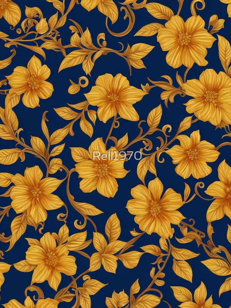 Blue And Gold Floral Pattern by Rell1970