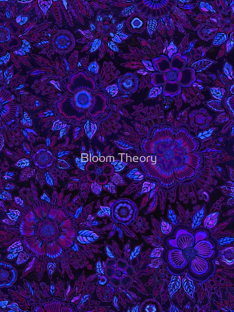 Dark Floral Pattern | Boho Flower Design | Night Aesthetic | Hestia by Bloom Theory